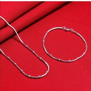 🎉Beautiful 925 Silver Necklace & Bracelet Set